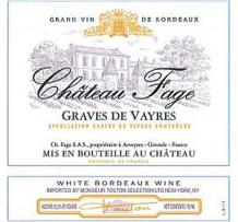 Chateau Fage - Graves De Vayres White 2022 (750ml) (750ml)